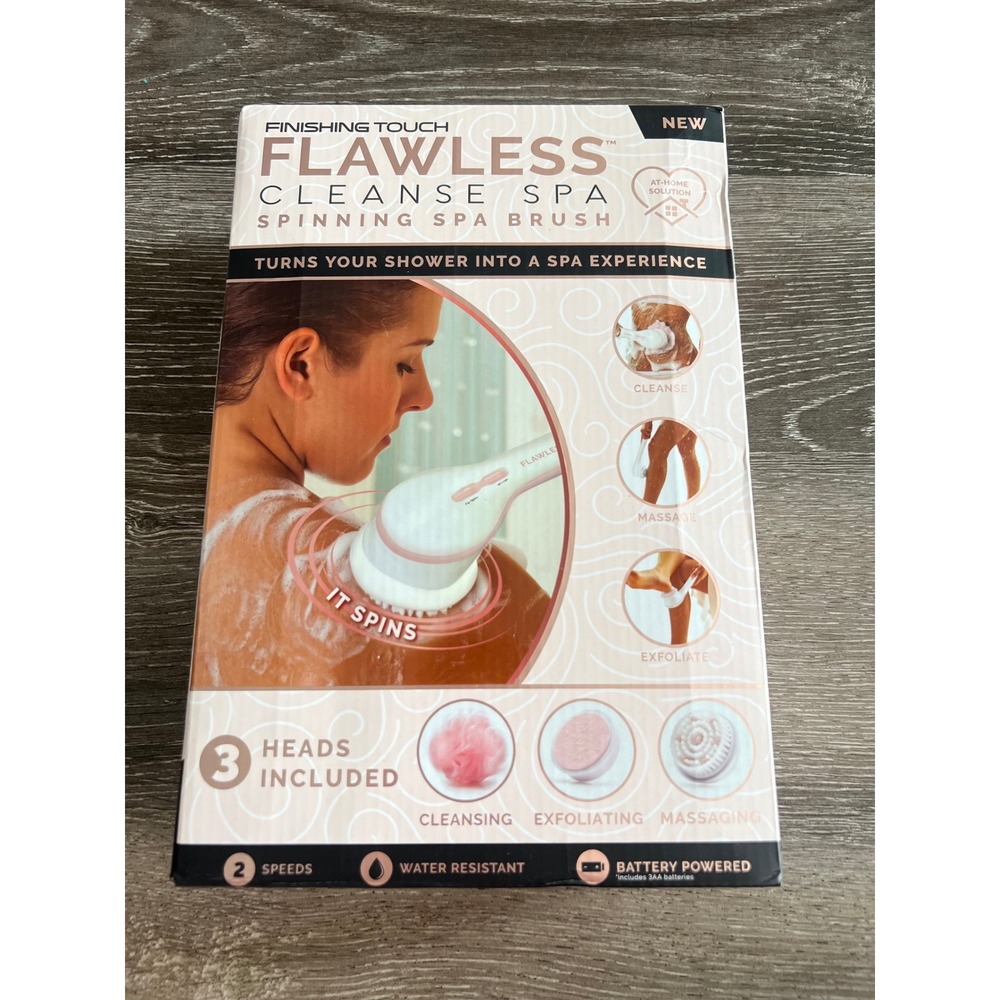 NEW Finishing Touch Flawless Cleanse Spa Brush Women OS White Spinning 3 Heads